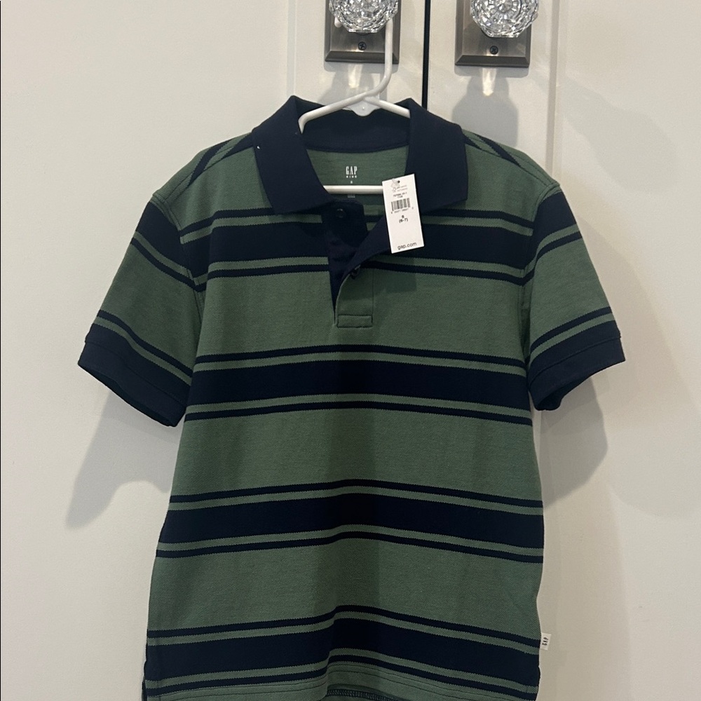 GAP Kids Polo with Green and Navy Stripes